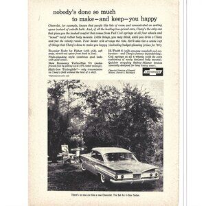 Early Bel Air Sedan Chevrolet Advertisement 1960s Vintage Print Ad 9 inch